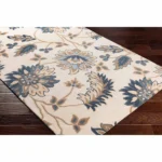 Ivory Blue Floral Hand Tufted Wool Rug – Elegant Oriental Carpet for Living Room & Bedroom - Image 5