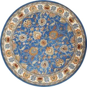 Floral Round Hand Tufted Wool Rug
