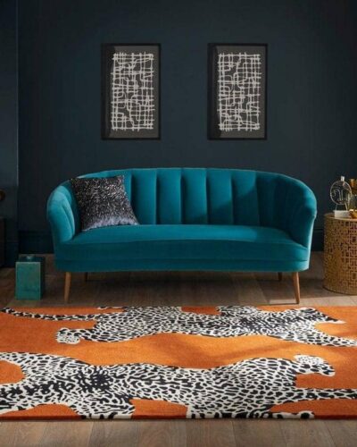 Animal print area rug for modern living room home decor