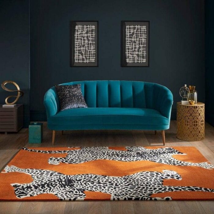 Animal print area rug for modern living room home decor