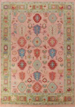 Peach Geometric Hand Knotted Wool Rug