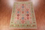 Peach Geometric Hand Knotted Wool Rug