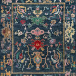 Deep Blue Artistic Hand Knotted Wool Rug