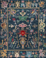Deep Blue Artistic Hand Knotted Wool Rug