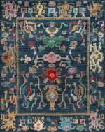 Deep Blue Artistic Hand Knotted Wool Rug