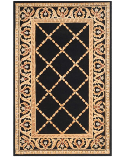 Black Classical Hand Knotted Wool Rug