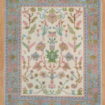 Ivory & Pastel Blue Oushak Hand Knotted Wool Rug