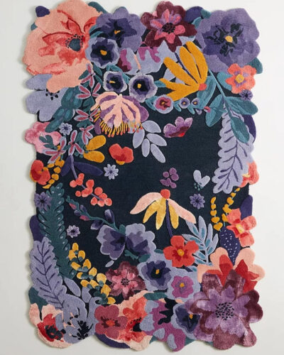 pink floral oriental rug handtufted