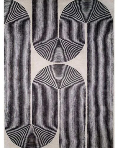 modern black and ivory geometric rug