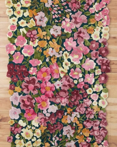 Multi colour Irregular Floral Area Rug