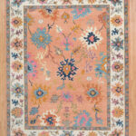 Peach Floral Artistic Hand Knotted Wool Rug