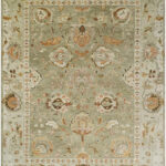Sage Green Oushak Hand Knotted Wool Rug