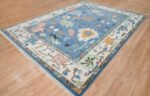 Modern Blue Oushak Hand Knotted Wool Rug