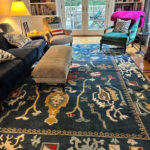 Deep Blue Artistic Hand Knotted Wool Rug