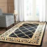 Black Classical Hand Knotted Wool Rug
