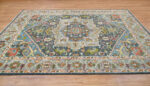 Vintage Blue Heriz Hand Knotted Wool Rug