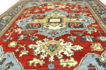 Rust Red & Navy Floral Oriental Rug – Traditional Hand Knotted Carpet for Living Room
