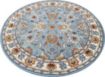Round Blue Floral Oriental Rug