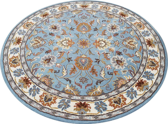 Round Blue Floral Oriental Rug Round Blue Floral Oriental Rug