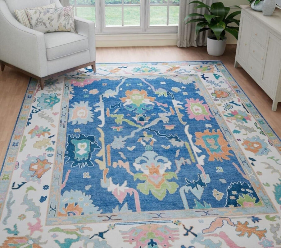 Bold Tribal Multi-Colored Hand Knotted Wool Rug