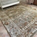 Sage Green Oushak Hand Knotted Wool Rug
