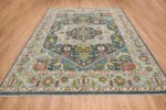 Vintage Blue Heriz Hand Knotted Wool Rug