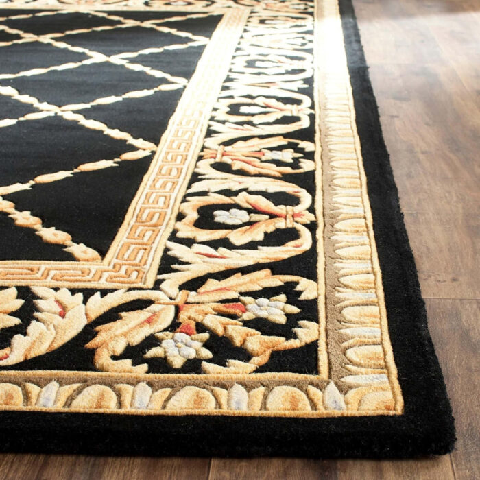 Black Classical Hand Knotted Wool Rug Black Classical Hand Knotted Wool Rug