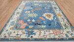 Modern Blue Oushak Hand Knotted Wool Rug