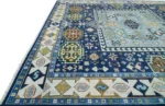 Blue Caucasian Medallion Hand Knotted Wool Rug