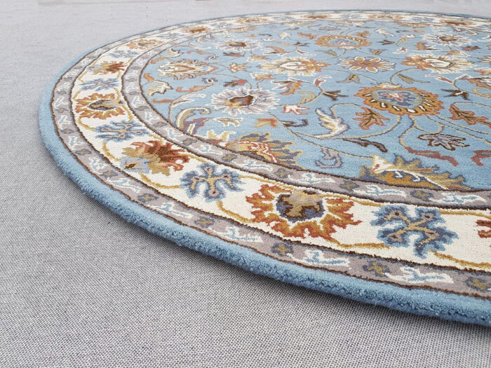 Round Blue Floral Oriental Rug Round Blue Floral Oriental Rug