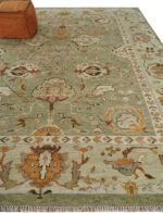 Sage Green Oushak Hand Knotted Wool Rug