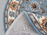 Round Blue Floral Oriental Rug