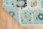 Sky Blue & Multicolor Oushak Hand Knotted Wool Rug