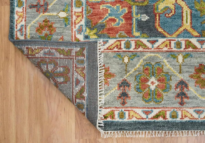 Vintage Blue Heriz Hand Knotted Wool Rug Vintage Blue Heriz Hand Knotted Wool Rug