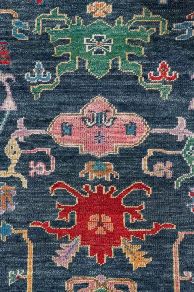 Deep Blue Artistic Hand Knotted Wool Rug