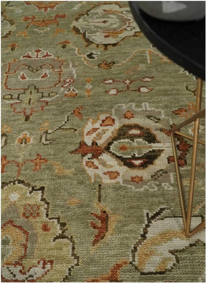 Sage Green Oushak Hand Knotted Wool Rug Sage Green Oushak Hand Knotted Wool Rug