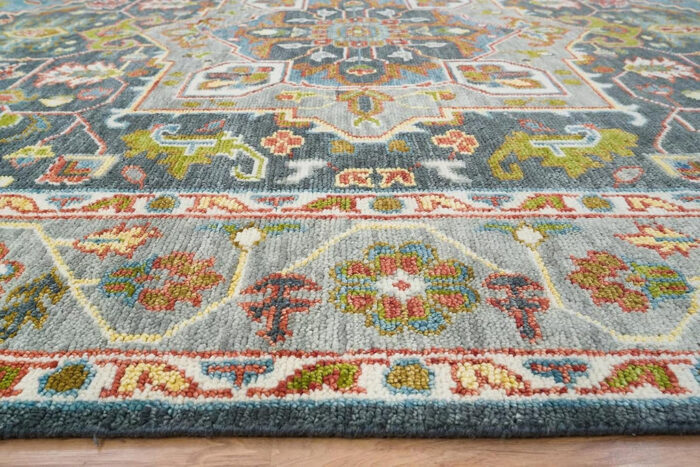 Vintage Blue Heriz Hand Knotted Wool Rug Vintage Blue Heriz Hand Knotted Wool Rug
