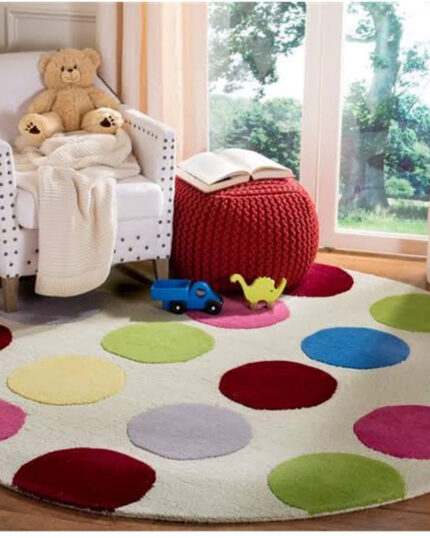 Colorful Polka Dot Kids Round Rug