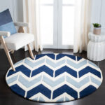 Blue Chevron Round Rug