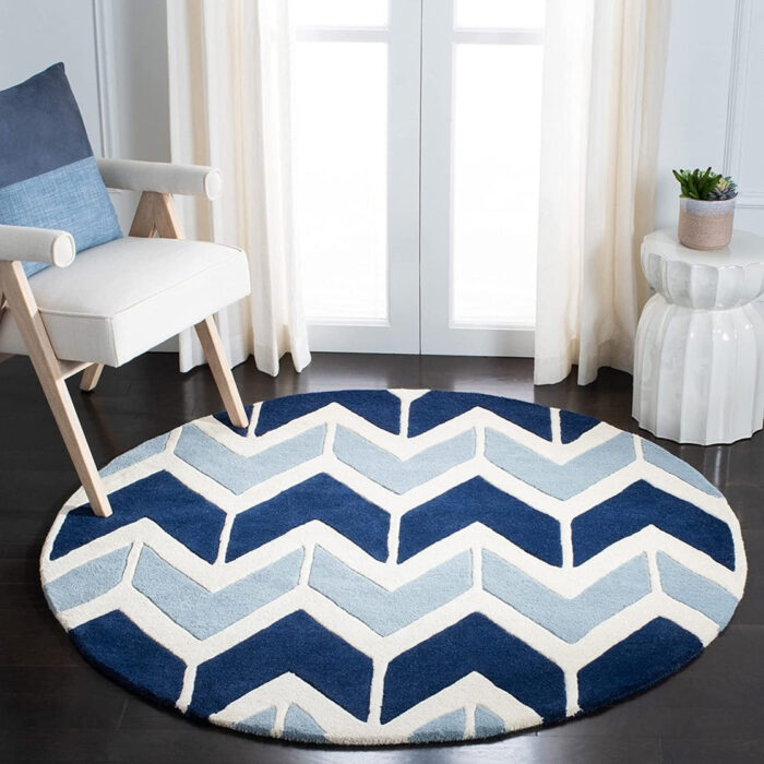Blue Chevron Round Rug Blue Chevron Round Rug