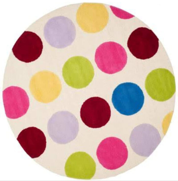 Colorful Polka Dot Kids Round Rug Kids nursery room with colorful polka dot round rug and cozy decor setup