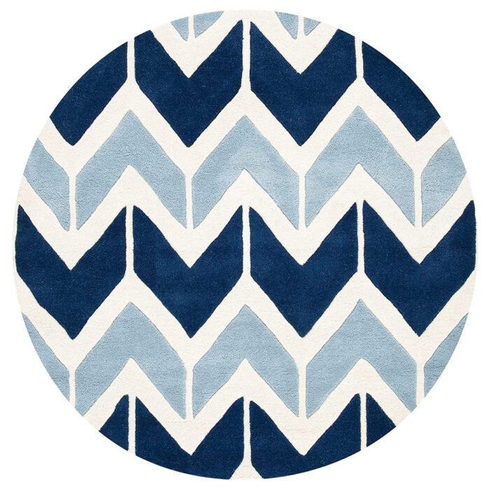 Blue Chevron Round Rug Blue Chevron Round Rug