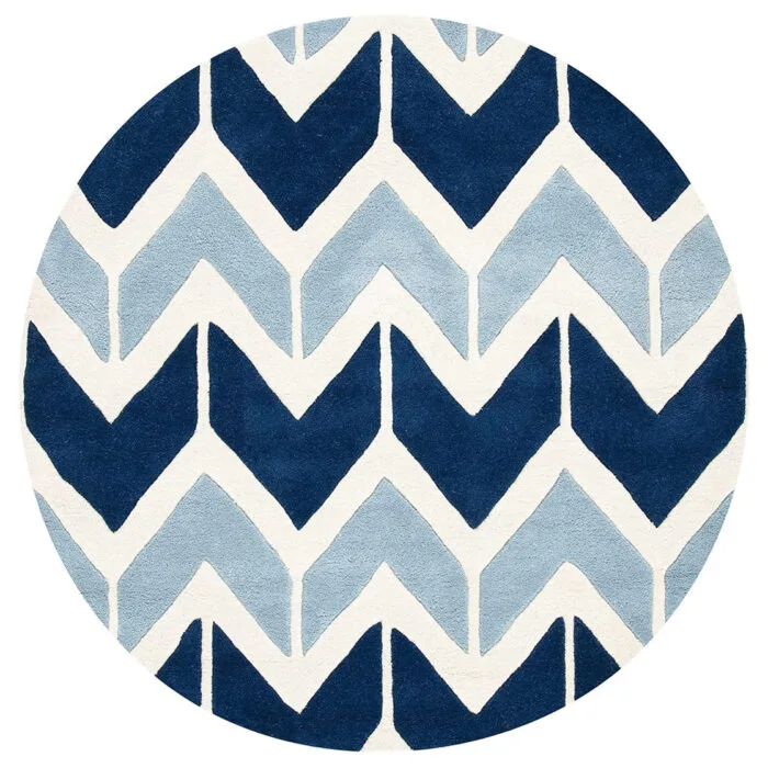 Blue Chevron Round Rug