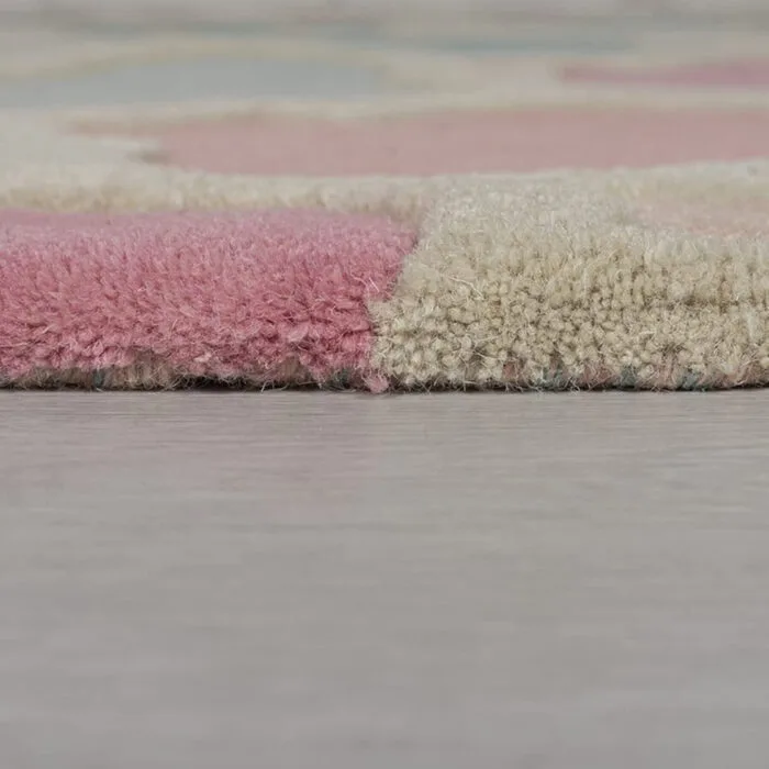Round Pastel Moroccan Trellis Rug – Hand Tufted Wool Carpet for Living Room - Image 3