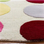 Soft colorful polka dot round rug close-up for kids room decor