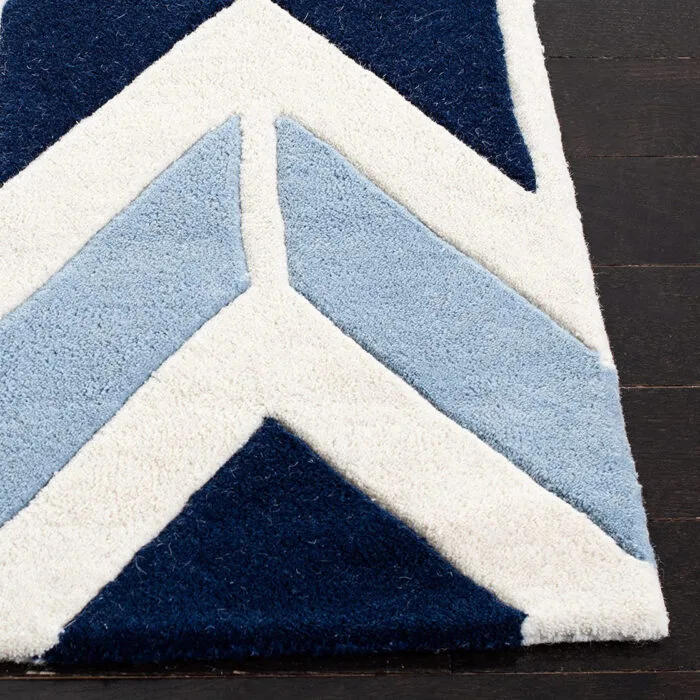 Blue Chevron Round Rug