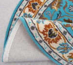 Turquoise Floral Oriental Round Rug