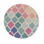 Round Pastel Moroccan Trellis Rug – Hand Tufted Wool Carpet for Living Room - Image 5