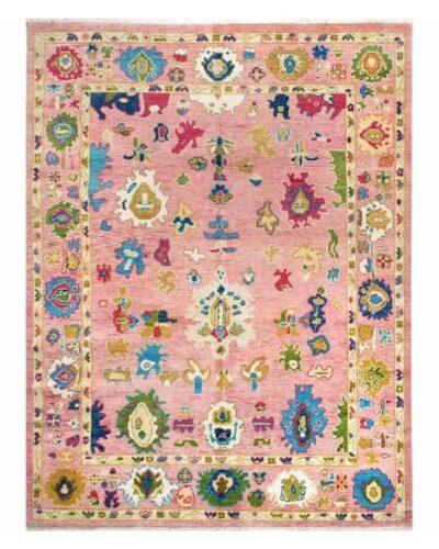Pastel Pink Oriental Hand Knotted Rug