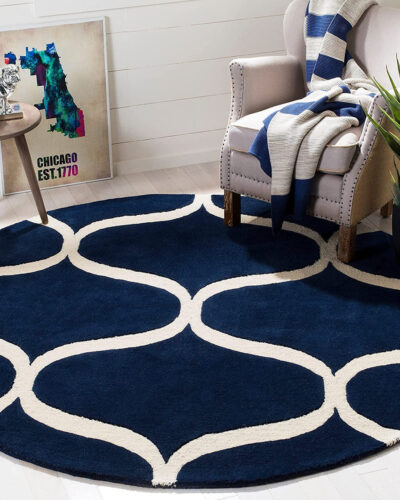 Pastel Floral Pink Oriental Round Rug – Hand Tufted Carpet